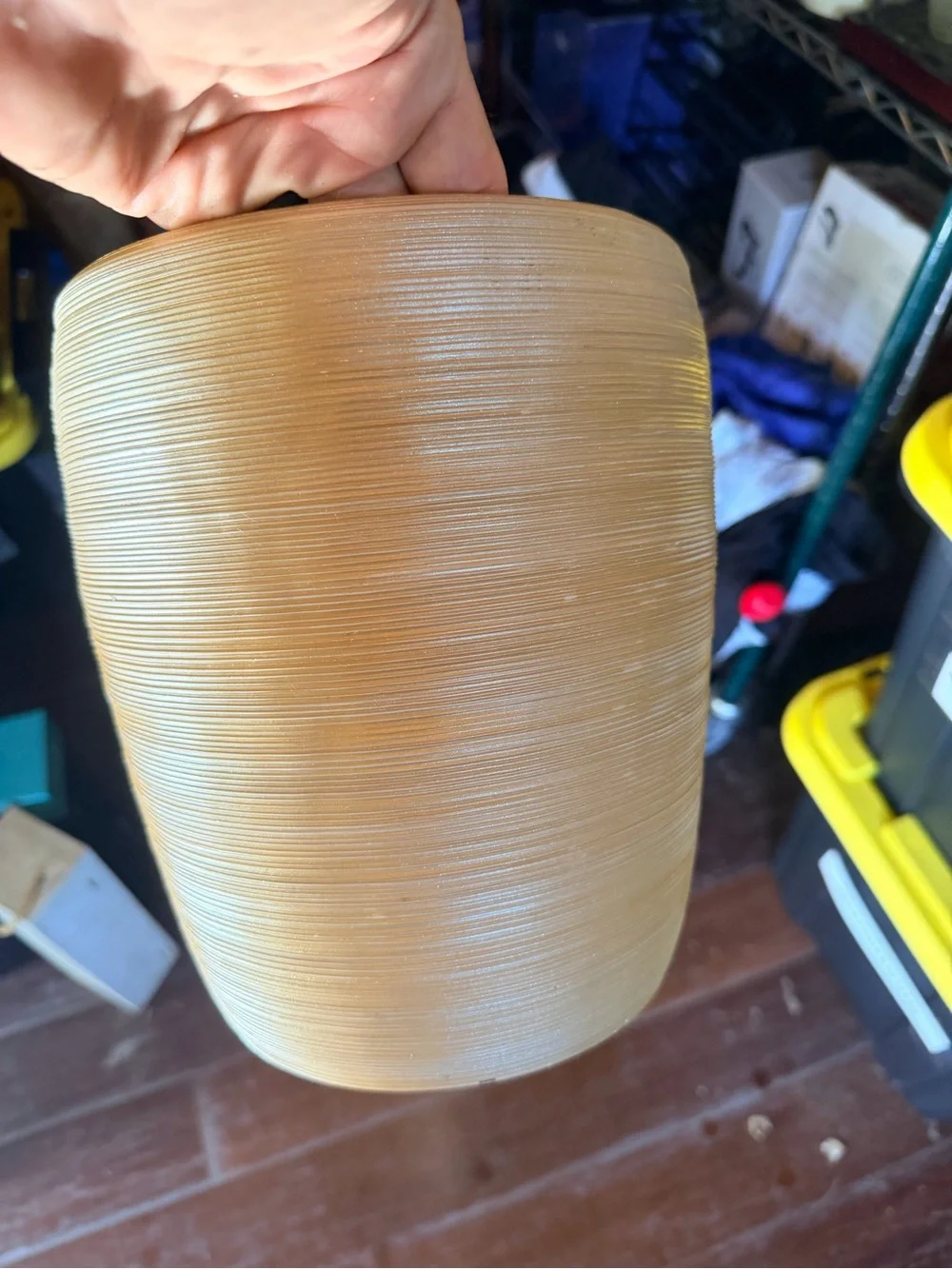 Gold Ribbed Decorative bathroom office  - Trash can Home Accents GUC